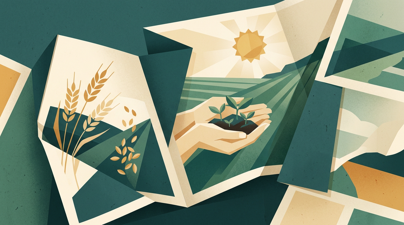 Conceptual illustration of a bilingual agricultural publication