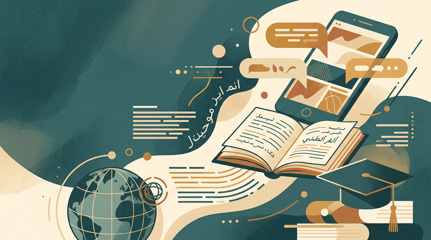 Conceptual illustration of bilingual scholarship outreach across digital channels